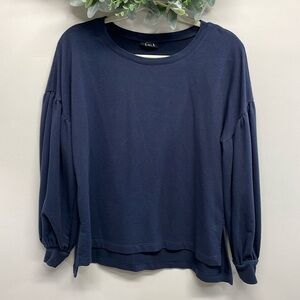 a.n.a. Long Puff Sleeve Raglan Navy Sweatshirt M